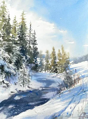 Купить картину зимний лес маслом 👑 Hvalina.Ru