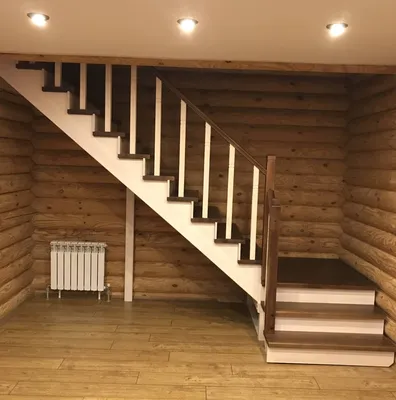 Деревянная межэтажная лестница ЛЕС-01 с доставкой в Москве