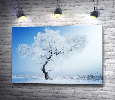 Уютное дерево в снегу - Стильный фон