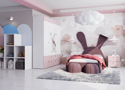 Комплект детской мебели Алиса Белый / Розовый / Розовый, велюр