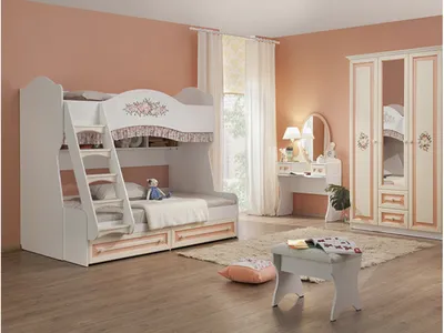 Кровать с пуфами 332.30.01 Алиса, Розовый, 90х200 см | RIDA