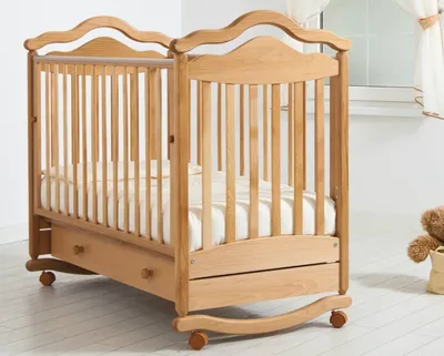 Детская кроватка-качалка Gandylyan Анжелика (колесо-качалка), Натуральный  купить в Благовещенске за 17 770 руб. с доставкой от официального дилера  Boan Baby