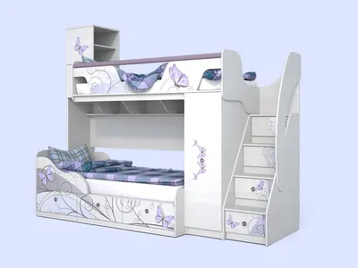 Двухъярусная кровать Леди, верхнее спальное место 190х80 см, нижнее 190х90  см - Детская мебель Леди (Сканд)