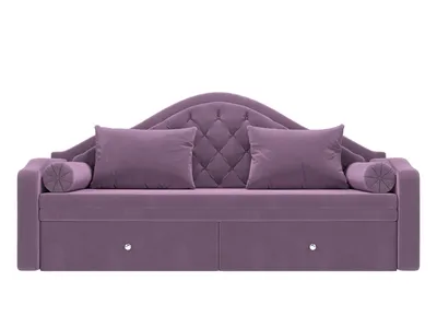Детский диван-кровать «Сойер» Сиреневый, Микровельвет микровельвет  фиолетовый купить от 42990 руб. в интернет-магазине Фабрики PUSHE в Москве
