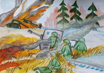 Детские рисунки на тему война - 46 фото