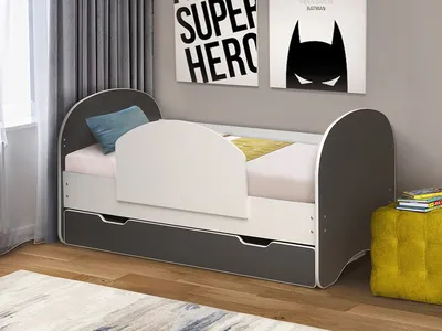 Кровать детская 200х90 My Sleep Lucky, высокие боковины, низкая боковина,  выкатной ящик, защитный бортик, серый - купить с доставкой по выгодным  ценам в интернет-магазине OZON (859104252)
