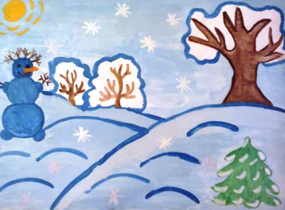 Детские рисунки про зиму фото фотографии