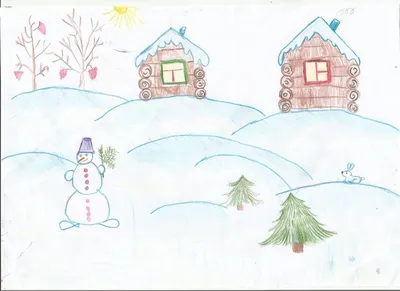 Каля Маля Всё о рисунках. Учимся рисовать: Как нарисовать зимний пейзаж  цветными карандашами?