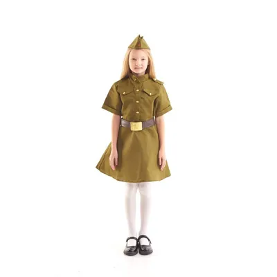 Платье военное для девочки, пилотка, ремень, 5-7 лет, рост 122-134 см  купить в Чите Военные костюмы в интернет-магазине Чита.дети (9243799)