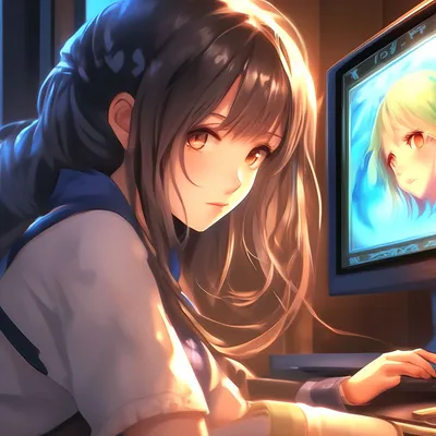 Обои девушка, аниме, глаза, звезды, фиолетовый картинки на рабочий стол,  фото скачать бесплатно