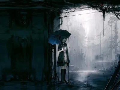 девушка #зонт #дождь #аниме #арт #art | Anime, Rain wallpapers, Anime images