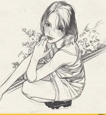 Эмо девушка, рисунок карандашом, …» — создано в Шедевруме