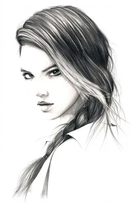 Рисованная девушка, рисунок девушки карандашом.