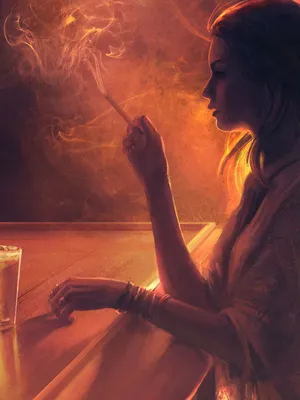 Обои Коричневая волосы девушка, курит, сигарета 1920x1440 HD Изображение