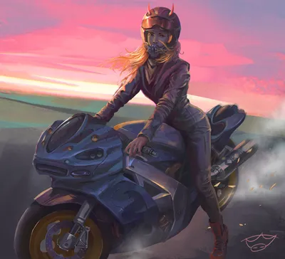 Фото Девушка на мотоцикле