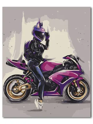 Живопись по номерам, 40 x 60, \"Девушка на мотоцикле. Картина 3\" - купить с  доставкой по выгодным ценам в интернет-магазине OZON (591570131)
