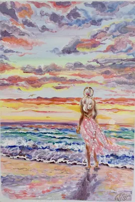 Картина Девушка на море ᐉ Акулов Юрий ᐉ онлайн-галерея Molbert.