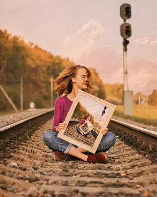 девушка на рельсах, девушка с рамкой | Зимняя фотография, Коммерческая  фотосъемка, Картинки поз