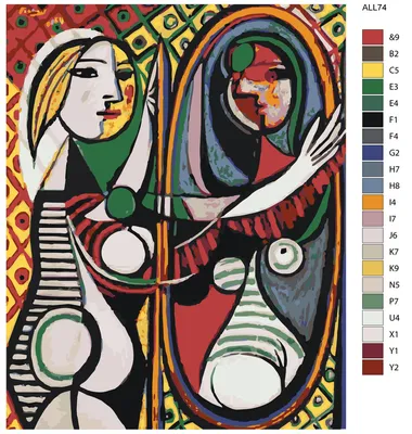 Картина по номерам \"Девушка перед зеркалом\" Пабло Пикассо ALL74 40x50 -  купить с доставкой по выгодным ценам в интернет-магазине OZON (584227650)
