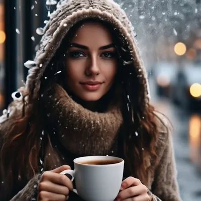 Девушка пьет кофе - Фотография - PerfectStock