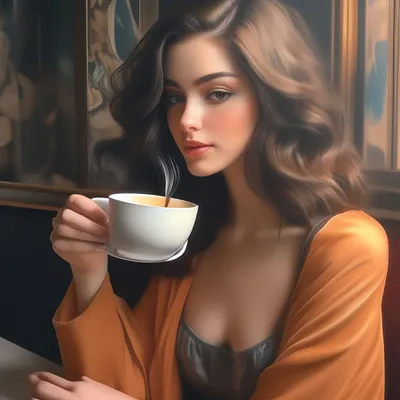 кофе. красивая девушка пьет кофе. Стоковое Изображение - изображение  насчитывающей питье, очаровывать: 223086955