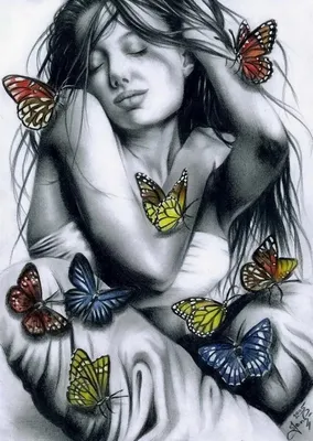 Купить Картины по номерам 40х50 «Девушка и бабочки» по привлекательной цене  во Владивостоке