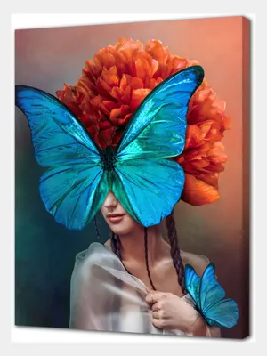 Раскраска Арт-терапия Девушка с бабочкой распечатать или скачать