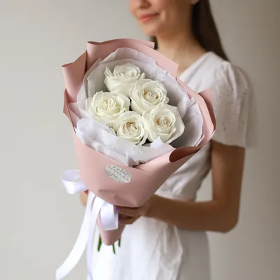 Мини букет с белыми розами №404 - 🌹 Цветы Новосибирск заказ: