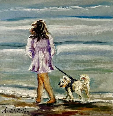 Картина Девушка с собакой ᐉ Процько Геннадий ᐉ онлайн-галерея Molbert.