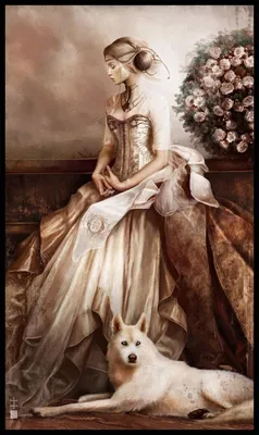 Иллюстрация Девушка с собакой | Illustrators.ru