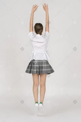 девушка в прыжке с длинными волосами и в голубом платье. Stock Photo |  Adobe Stock