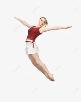 Фото Шатенка Девушки Майка в прыжке Руки сером фоне 1920x1200