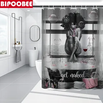 Штора для ванной JoyArty \"Девушка и бабочки\" из сатена, 180х200 см с  крючками - купить в Москве, цены на Мегамаркет