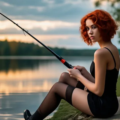 На рыбалке,озеро,стройные красивые …» — создано в Шедевруме