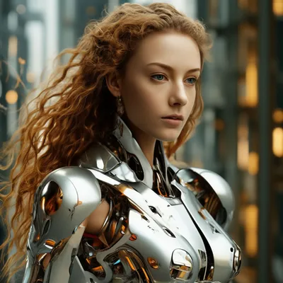 Девушка робот, бионика, искусственный …» — создано в Шедевруме