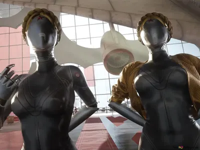 Девушка и робот - Sci-Fi арт от GUWEIZ » Мир фантастики и фэнтези