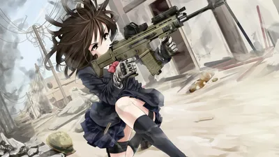 Силуэт девушки с оружием в руках на фоне полыхающего огня — Картинки для  аватара