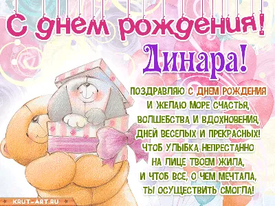 Динара! С днём рождения! Красивая открытка для Динары! Открытка с  шоколадным тортом и надписью на нём Happy Birthday! Картинка с розами.