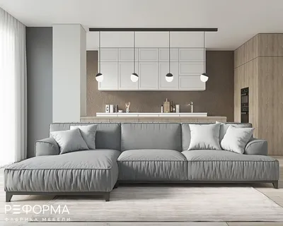 Ультрасовременный, стильный угловой диван премиум класса в гостиную. Черный