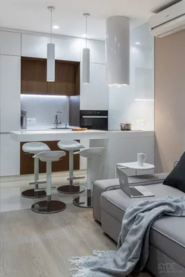Дизайн интерьера однокомнатной квартиры с высоким потолком в Москве 28 кв. м.  - STUDECO
