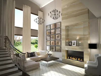 Дизайн гостиной со вторым светом в деревянном доме