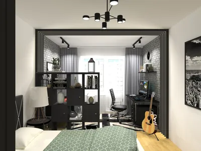 Дизайн-проект квартиры-студии 49.5 м2 для молодого человека | Престиж