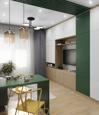 Комфортная кухня в студии площадью 24 кв.м. | Iroom Design