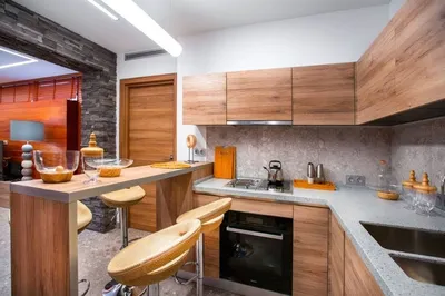 Дизайн интерьера: кухня 5 м кв современный минимализм с плиткой терраццо
