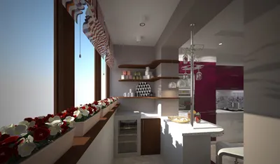 Кухня совмещенная с балконом, дизайн кухни с балконом