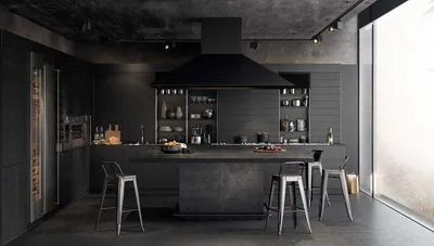 Дизайн Кухня в стиле Современный в черном цвете №12524