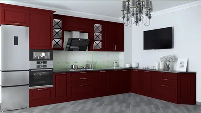 Дизайн—проект кухни в черно-красных тонах от Mr.Doors