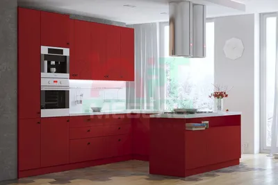 Интерьер кухни в красно-черном цвете