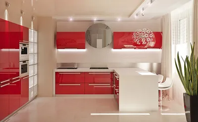 Дизайн кухни в красном цвете, сочетание цветов и фото интерьеров