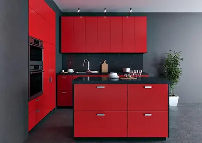 Дизайн кухни в красных тонах фото фотографии